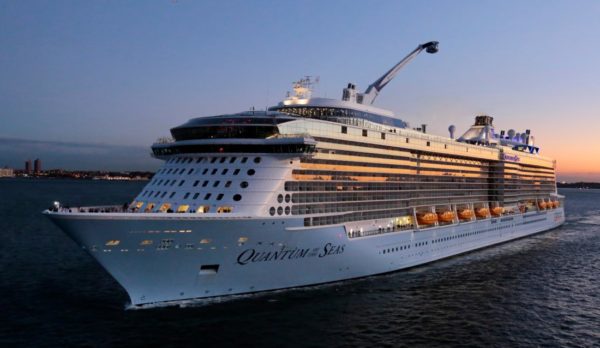 Quantum of the Seas arrives to New York City in November, 2014, QN, Aerial, Aerials, skyline, sunset, city at dusk, New Jersey, Bayonne, harbor,